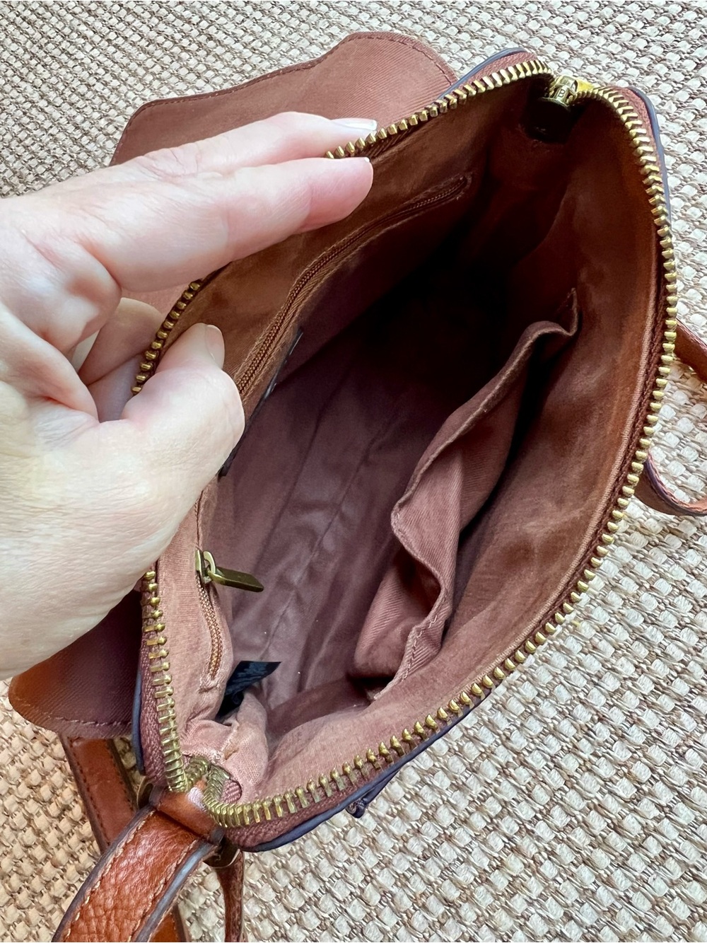 🤎Fossil Leather Crossbody Bag Brown Pebbled Flap Organizer Purse - Picture 9 of 12
